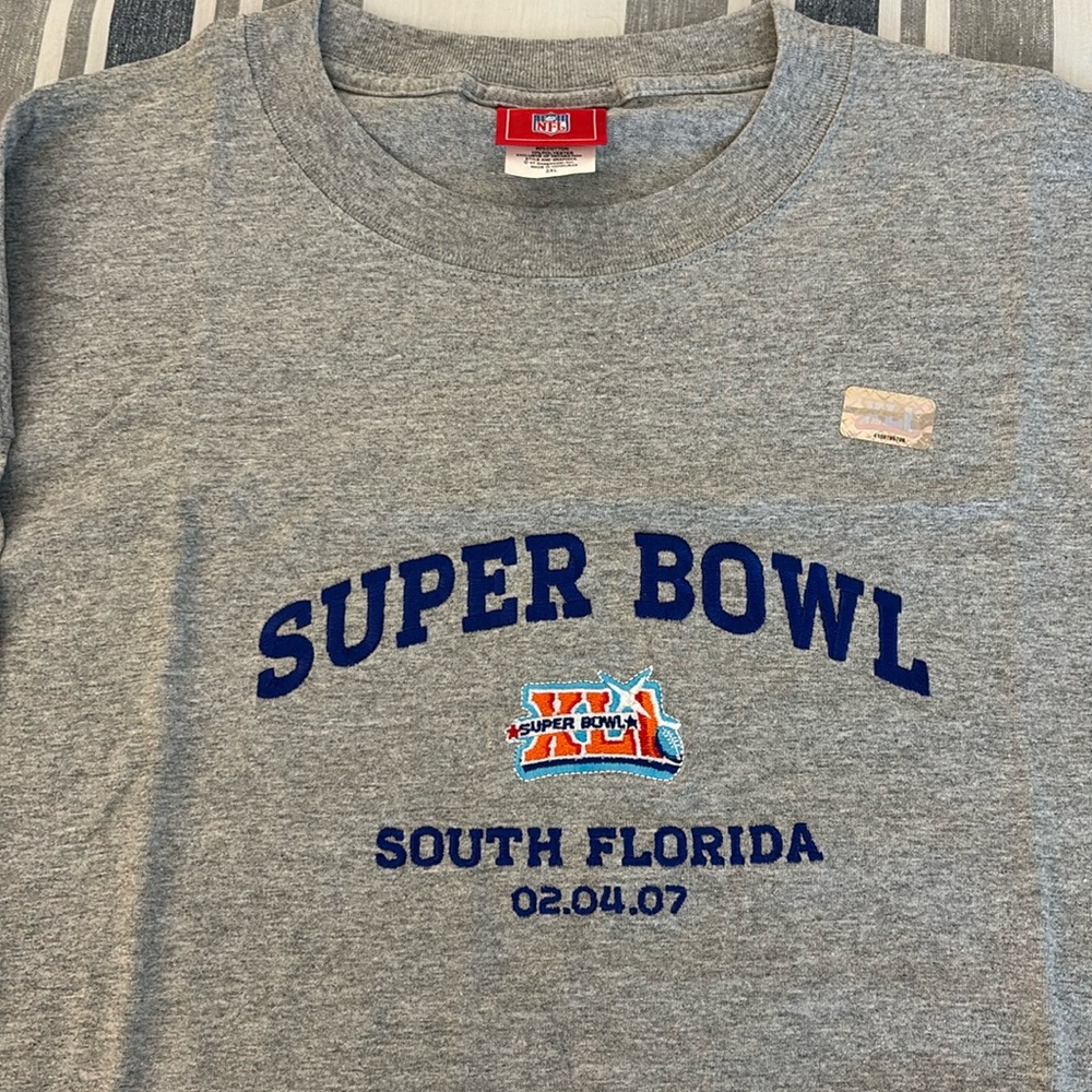 NFL Super Bowl XLI South Florida 02.04.07 Gray T-Shirt Size 2XL New